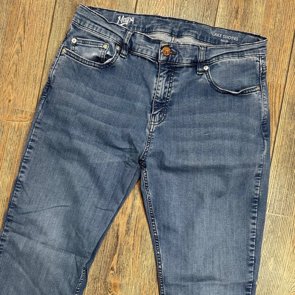 Mugsy Lake Shores Mens Slim Fit Stretch Jeans Blue Medium Wash 33x30 (tag 36x30)
